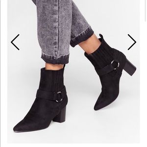 Nasty Gal Black Suede Ankle Booties
